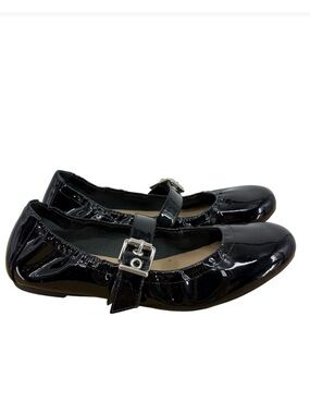 SCHUTZ Black Patent Mary Jane Flats with Buckle
